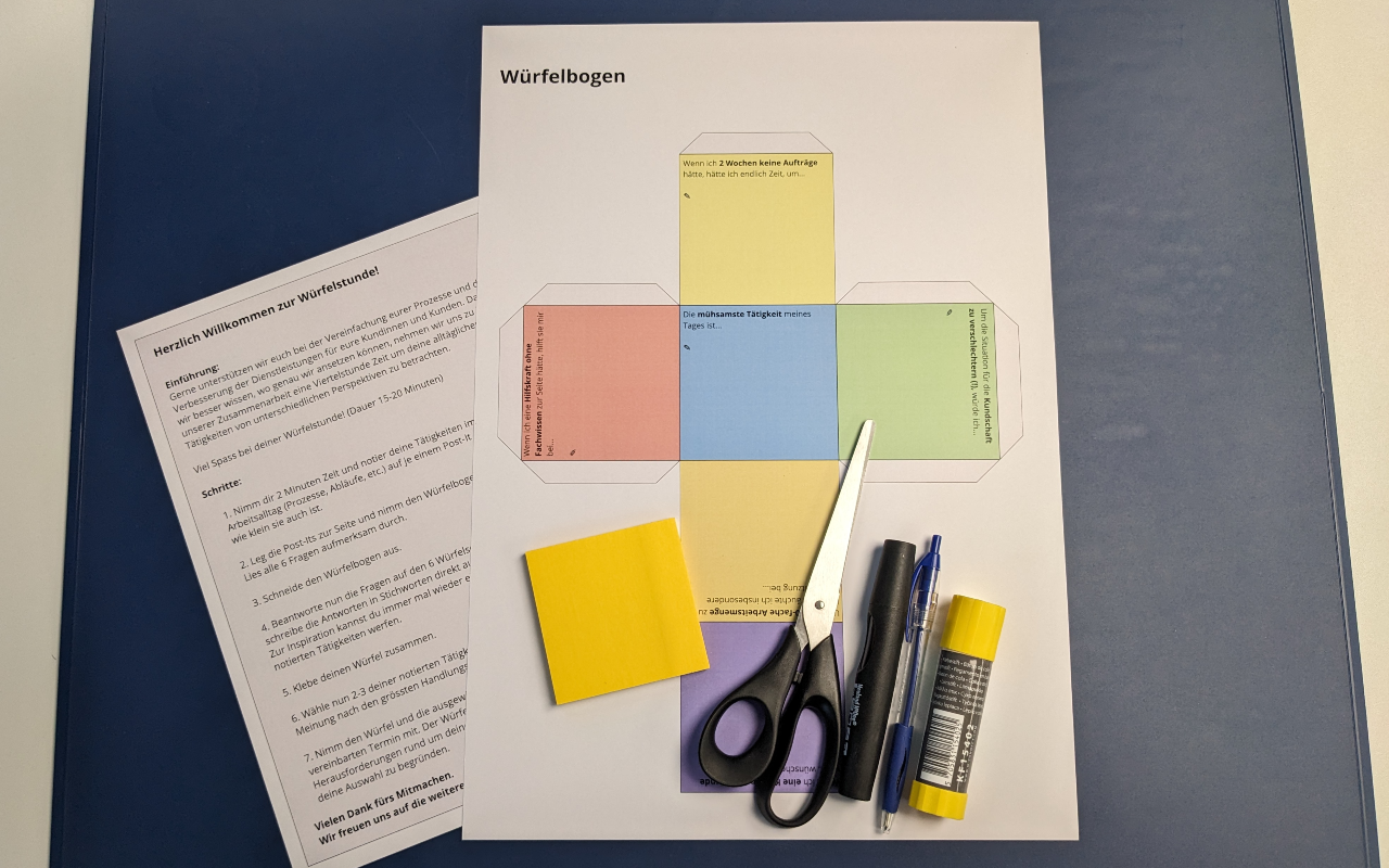 Material-Kit für die selbständige Anwendung der «Würfelstunde»