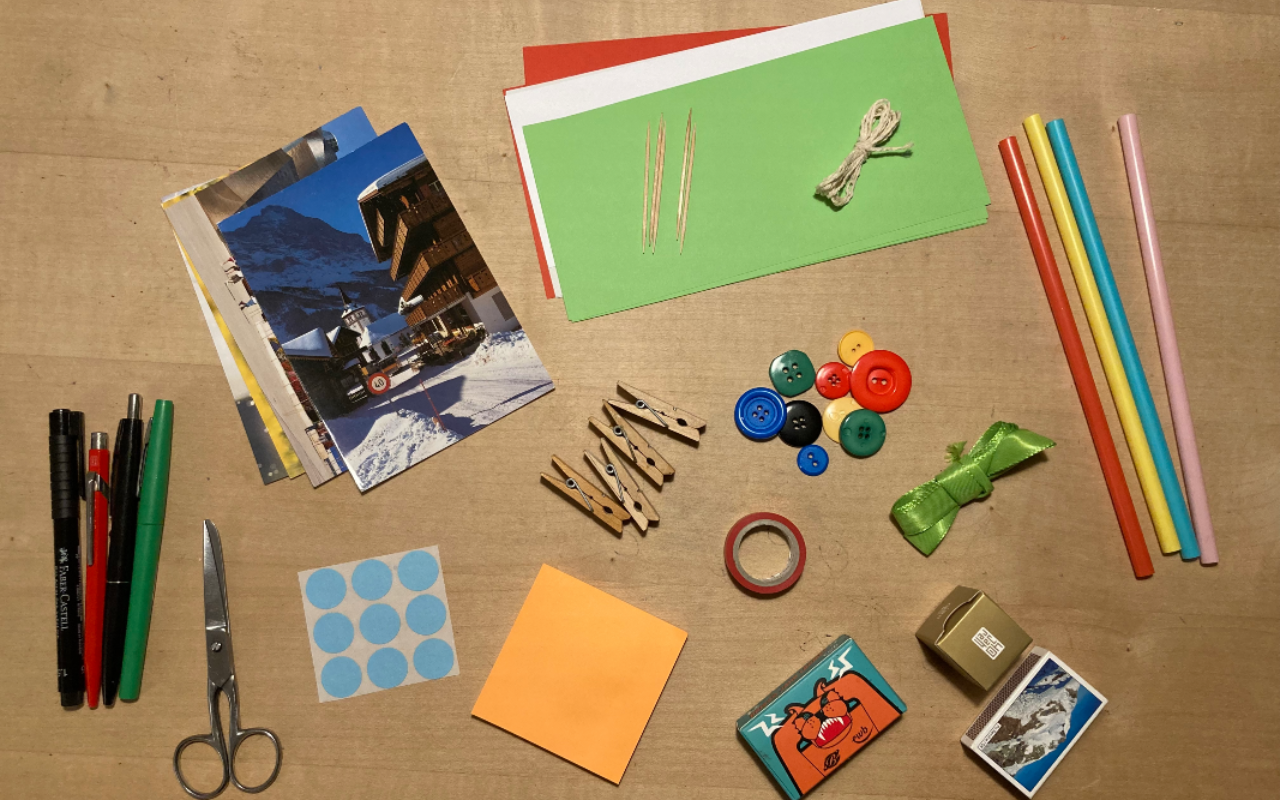 Verschiedene kleine Materialien zum Bauen