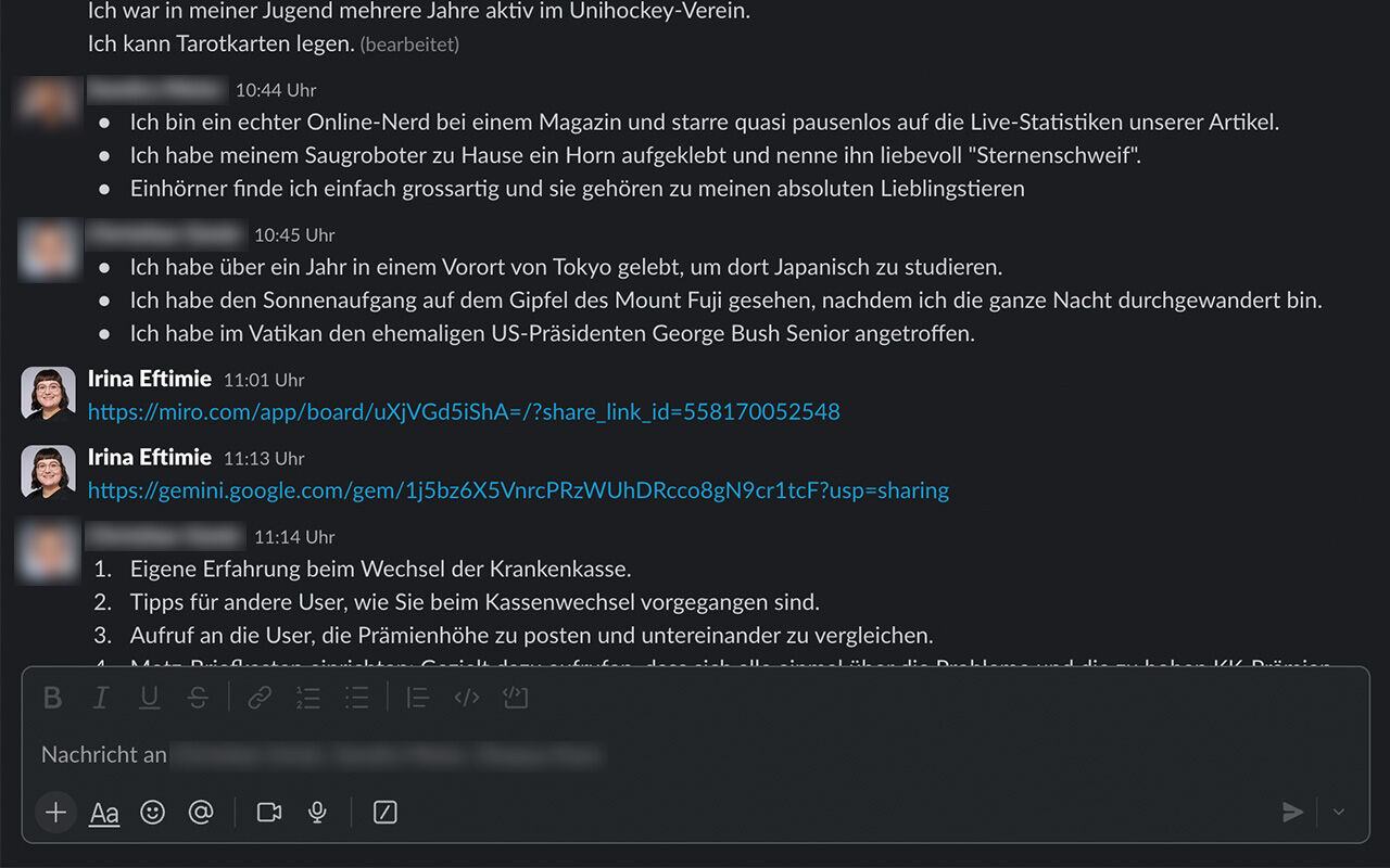 Nach dem Ausfall der Standard-Tools sicherte der spontane Wechsel auf Slack den Workshop-Fluss und die psychologische Sicherheit der Gruppe.