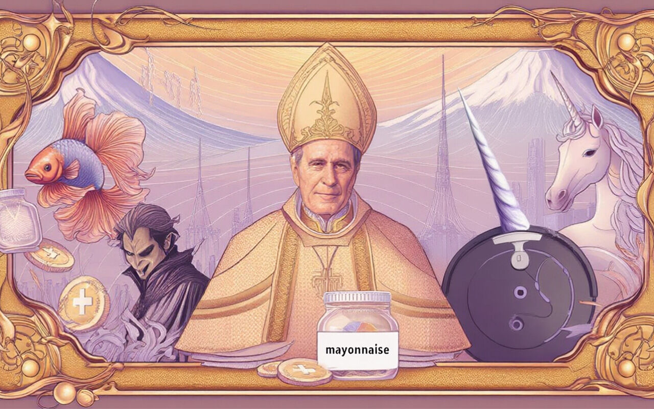 Surreale Kunst: Die Resultate aus einem Workshop als KI-generierte Collage visualisiert.