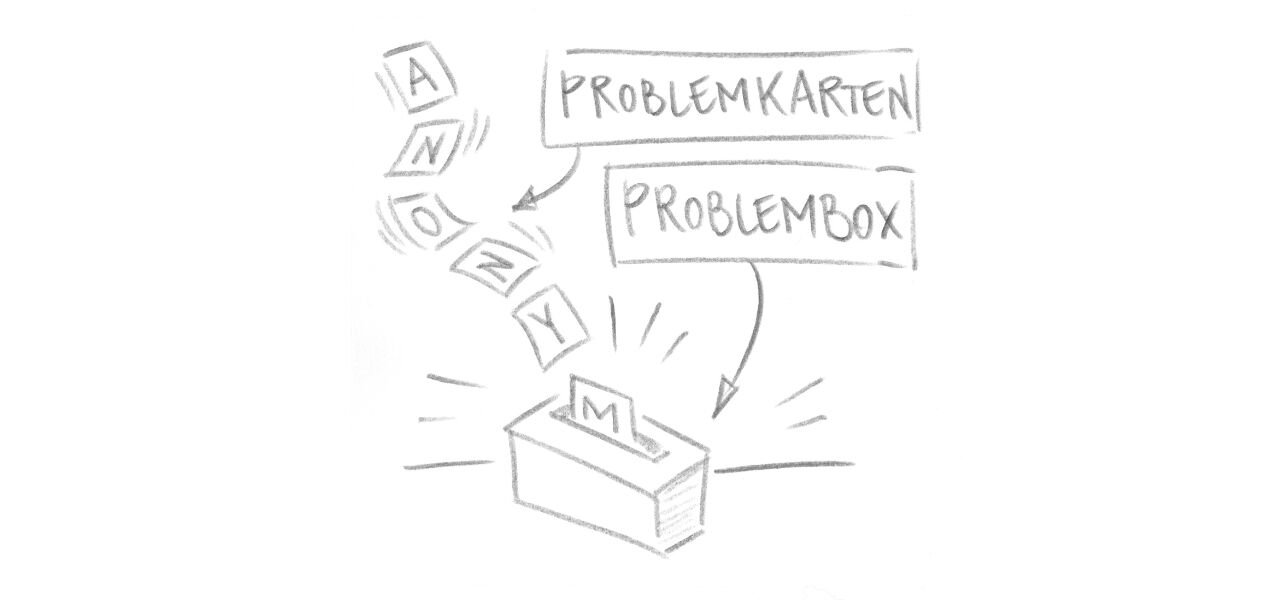 Das Potential der Methode liegt in der Anonymen Benennung der Probleme. (PS: die Problembox kann auch ein einfacher Schuhkarton sein)