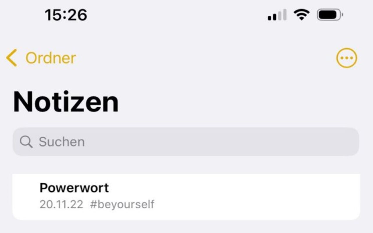 Powerwort als Notiz Mobile Phone
