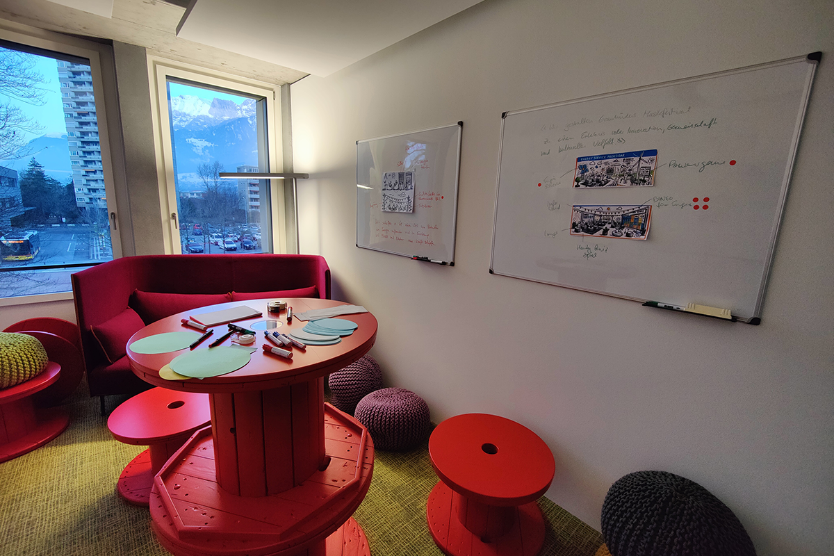 Vision Statements und Storyboards an der Wand